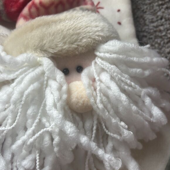 Rustic Christmas Tree Skirt & Stockings Set Felt Applique Santa Winter FairIsle - Picture 14 of 14